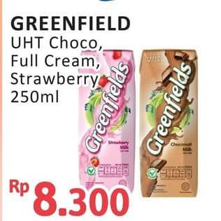 Promo Harga Greenfields UHT Strawberry, Full Cream 250 ml - Alfamidi