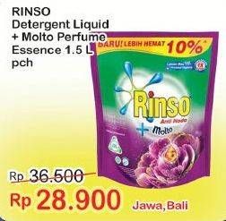 Promo Harga RINSO Anti Noda + Molto Liquid Detergent Perfume Essence 1500 ml - Indomaret