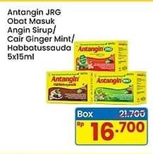 Promo Harga Antangin Obat Masuk Angin Ginger Mint, Habbatussauda, JRG per 5 sachet 15 ml - Indomaret