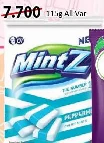 Promo Harga MINTZ Candy Chewy Mint All Variants 115 gr - Alfamart