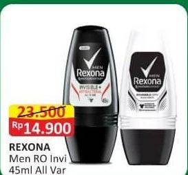 Promo Harga REXONA Men Deo Roll On Invisible Dry 45 ml - Alfamart