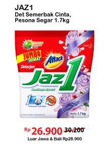 Promo Harga ATTACK Jaz1 Detergent Powder Pesona Segar, Semerbak Cinta 1700 gr - Alfamart