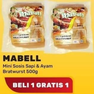 Mabell Mini Sosis Sapi & Ayam Bratwurst 500 gr Beli 1 Gratis 1