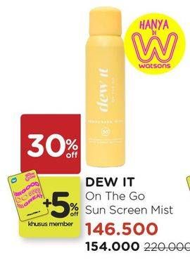 Promo Harga Dew It On The Go Sunscreen Mist SPF50+ 150 ml - Watsons