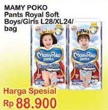 Promo Harga Mamy Poko Pants Royal Soft L28, XL24  - Indomaret