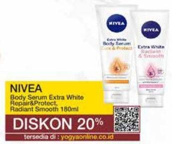 Promo Harga NIVEA Body Serum Extra White Care Protect, Extra White Radiant Smooth 180 ml - Yogya