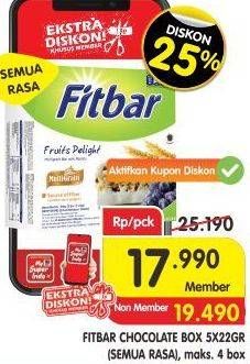 Promo Harga FITBAR Makanan Ringan Sehat All Variants per 5 pcs 22 gr - Superindo