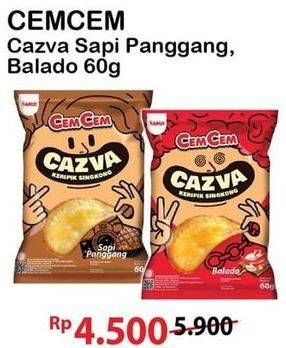 Promo Harga CEM-CEM Cazva Keripik Singkong Sapi Panggang, Balado 60 gr - Alfamart