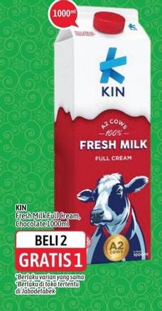 Promo Harga KIN Fresh Milk Full Cream, Chocolate 1000 ml - Alfamidi