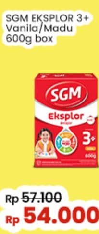 Promo Harga SGM Eksplor 3+ Susu Pertumbuhan Madu, Vanila 600 gr - Indomaret