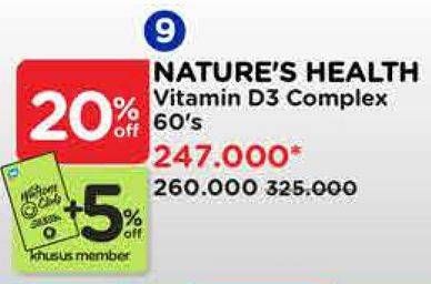 Promo Harga Natures Health Vitamin D3 SMPLX 60 pcs - Watsons