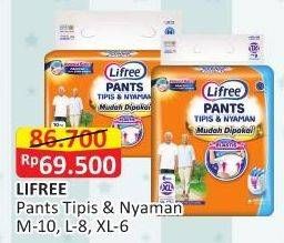 Promo Harga Lifree Popok Celana Tipis & Nyaman Bergerak M10, L8, XL6  - Alfamart