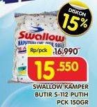 Promo Harga SWALLOW Naphthalene Disk Ball S-112 Putih 150 gr - Superindo