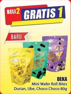Promo Harga DUA KELINCI Deka Mini Wafer Bites Ubi, Choco, Durian 80 gr - Hari Hari