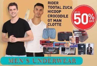 Promo Harga Rider/Tootal Zuca/Hicoop/Crocodile/GT Man/Clotte Mens Underwear  - Carrefour