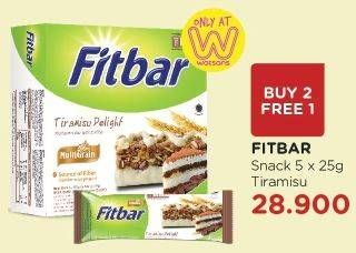 Promo Harga FITBAR Makanan Ringan Sehat Tiramisu 5 Pcs 22 gr - Watsons
