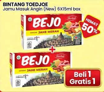 Promo Harga Bintang Toedjoe Bejo Jahe Merah per 6 sachet 15 ml - Indomaret