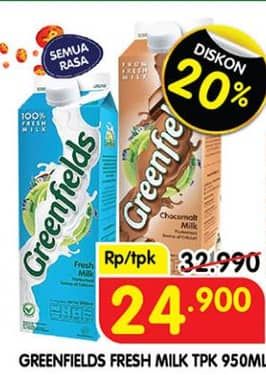 Promo Harga Greenfields Fresh Milk All Variants 1000 ml - Superindo