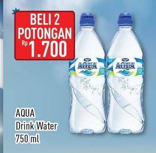 Promo Harga AQUA Air Mineral per 2 botol 750 ml - Hypermart