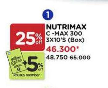 Promo Harga Nutrimax C Max 300 30 pcs - Watsons