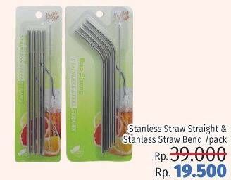 Promo Harga Stainless Straw Straight, Bend  - LotteMart