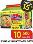 Promo Harga SEDAAP Mie Kuah Soto per 5 pcs 75 gr - Superindo