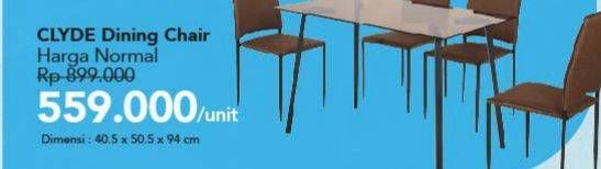 Promo Harga Clyde Dinning Chair 40.5x50.5x94cm  - Carrefour
