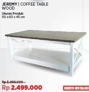 New Jeremy Wood Cofee Table  Diskon 28%, Harga Promo Rp2.499.000, Harga Normal Rp3.499.000, Gratis Instalasi 