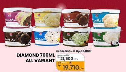 Promo Harga Diamond Ice Cream All Variants 700 ml - Carrefour