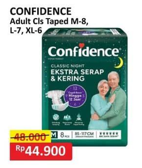 Promo Harga Confidence Adult Classic Night Ekstra Serap & Kering L7, M8, XL6 6 pcs - Alfamart