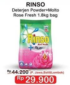 Promo Harga RINSO Molto Detergent Bubuk Rose Fresh 1800 gr - Indomaret