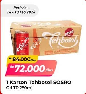 Promo Harga Sosro Teh Botol Original per 24 tpk 250 ml - Alfamart