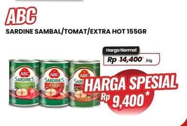 Promo Harga ABC Sardines Saus Cabai, Saus Tomat, Saus Ekstra Pedas 155 gr - Carrefour