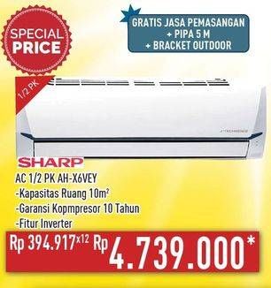 Promo Harga SHARP AH-X6VEY - AC 1/2PK  - Hypermart