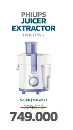 Promo Harga Philips Daily Collection Juicer HR1811/71  - Electronic City