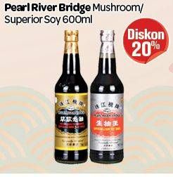 Promo Harga PEARL RIVER BRIDGE Soy Sauce Mushroom, Superior Light 600 ml - Carrefour