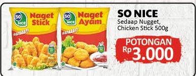 Promo Harga SO NICE Sedaap Chicken Stick/Chicken Nugget  - Alfamidi