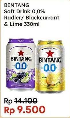 Promo Harga Bintang Radler Zero Blackcurrant Lime, Lemon 330 ml - Indomaret