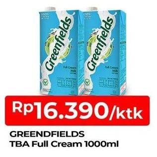 Promo Harga GREENFIELDS UHT Full Cream 1000 ml - TIP TOP