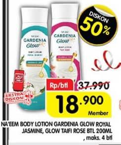 Promo Harga NAEEM Gardenia Glow Body Lotion Royal Jasmine, Taifi Rose 200 ml - Superindo