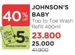 Promo Harga Johnsons Baby Cottontouch Top to Toe Bath 375 ml - Watsons