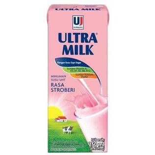 Promo Harga Ultra Milk Susu UHT Stroberi 250 ml - Alfamart