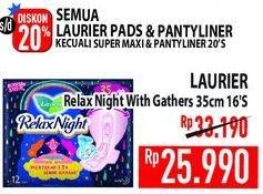 Promo Harga Laurier Relax Night Gathers 35cm 16 pcs - Hypermart