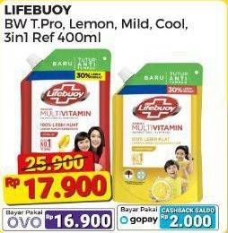Promo Harga Lifebuoy Body Wash Total 10, Lemon Fresh, Mild Care, Cool Fresh, 3 In 1 400 ml - Alfamart