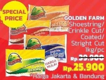 Promo Harga GOLDEN FARM French Fries Coated, Shoestring, Crinkle, Straight 1000 gr - LotteMart