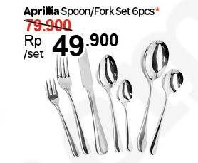 Promo Harga APRILLIA Sendok/Garpu Makan Set 6 pcs - Carrefour