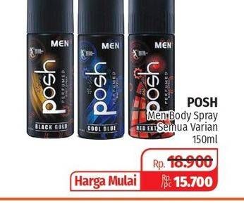 Promo Harga POSH Men Perfumed Body Spray All Variants 150 ml - Lotte Grosir