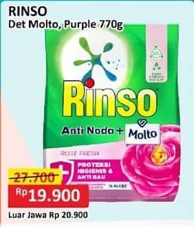 Promo Harga Rinso Anti Noda Deterjen Bubuk + Molto Classic Fresh, + Molto Purple Perfume Essence 770 gr - Alfamart