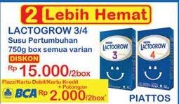 Promo Harga LACTOGROW 3 / 4 Susu Pertumbuhan All Variants per 2 box 750 gr - Indomaret