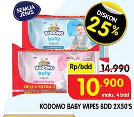 Promo Harga Kodomo Baby Wipes All Variants 50 pcs - Superindo